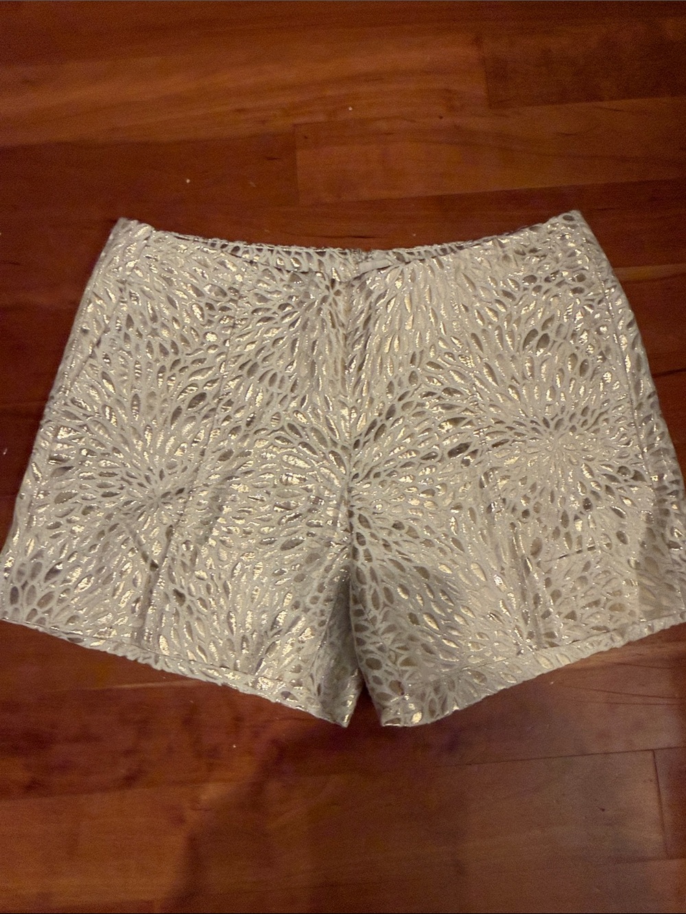 Lily Pulitzer Womens Metallic Gold Overlay Shorts